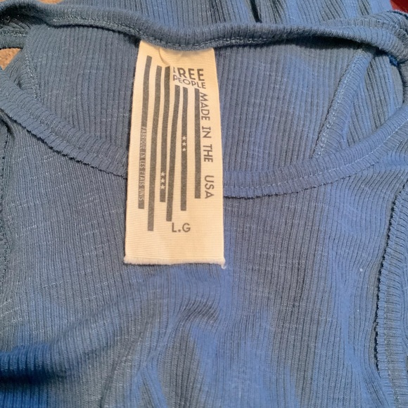Free People Long Beach Ribbed Blue Tank Top size Lg - Picture 8 of 10